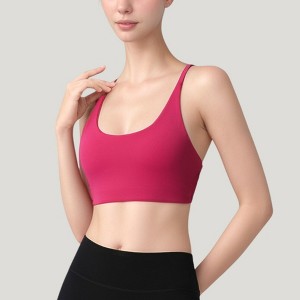 Anna-Kaci Active Women's Strappy Back Sports Bra with Scoop Neck and Crisscross Detailing - 1 of 4