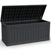 1pc 260 Gallon Deck Box, Black Resin Storage Container , Lockable Waterproof Bench for Patio & Garden Organization - Coolbibila - 3 of 4
