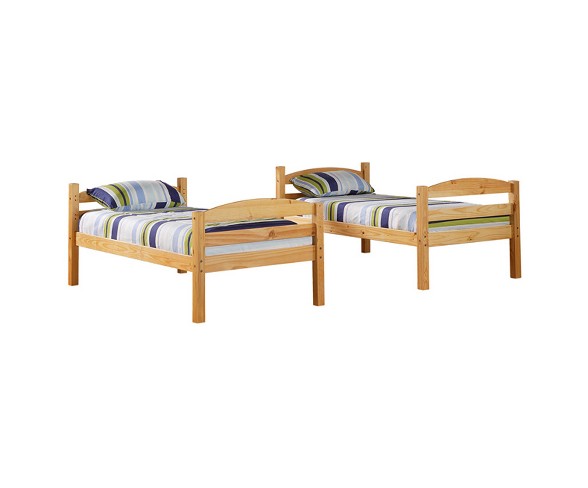 Solid Wood Twin Over Twin Bunk Bed - Natural - Saracina Home