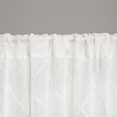 White Sheer Embroidered Rod Pocket Drape Panel