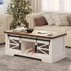 Farmhouse Lift Top Coffee Table, Multifunction Coffee Table with Sliding Barn Door - 3 of 4