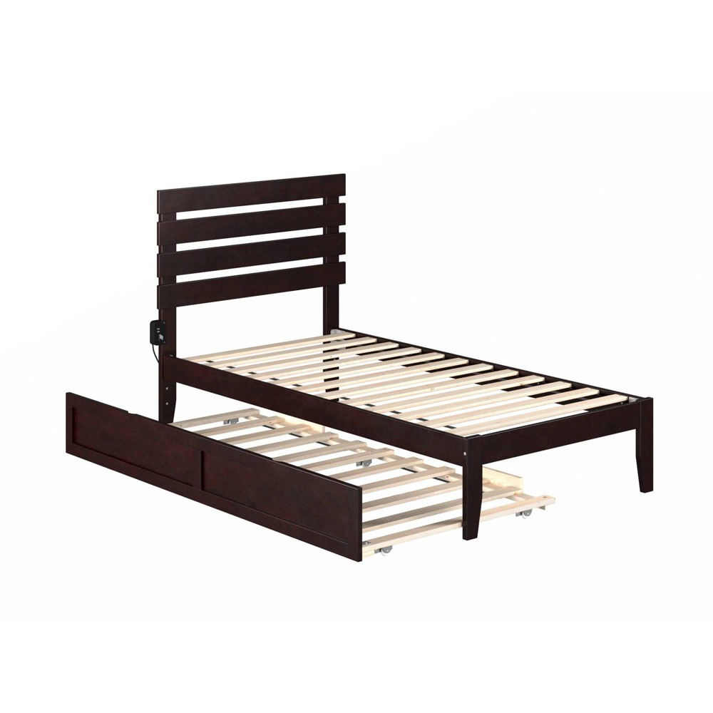 AFI Twin Oxford Bed with Twin Trundle Espresso: Wood Frame, No Box Spring Needed, Casters/Wheels