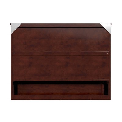 Walnut Full Murphy Bed Chest with Storage Drawer