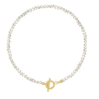 Hollywood Sensation Pearl Necklace Freshwater Pearl Necklace with Baroque Freshwater Pearls 15.5 Inches Gold