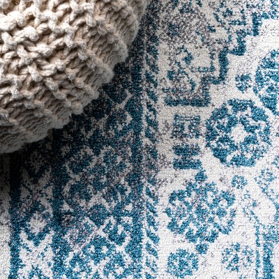 Blue and White Medallion 8' x 10' Synthetic Area Rug