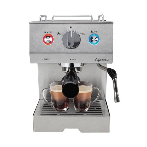 Mr. Coffee Programmable Espresso, Cappuccino, Coffee Maker With Automatic  Milk Frother And 15-bar Pump Stainless Steel Black : Target