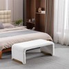 43.31"New Boucle Fabric Loveseat Ottoman Footstool Bedroom Bench Shoe Bench With Gold Metal Legs,Ivory - 4 of 4