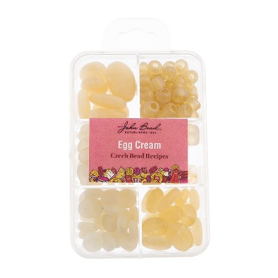 John Bead Recipe Box Mixed Glass Beads Egg Cream, 110g