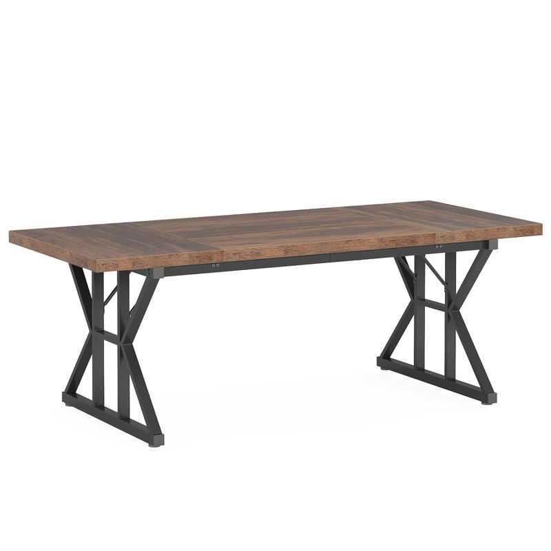Tribesigns 70.8-inch Farmhouse Dining Table for 6 People, Rectangular Wood Kitchen Table with Heavy Duty Metal Legs for Dining Room, 1 of 10