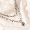 SOHI Women's Metallic Silver The Coin Chainlink Multi-Layer Necklace - 3 of 4