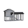 CAVINAS 57.9"W Farmhouse Pet House with Large Run Space,Pet Crate with Full-Cover Asphalt Roof,Pet Kennel with 2 Side Doors and 3 Front Doors,Gray - 3 of 4