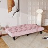MAYEERTY Velvet Transformation Sofa Bed for Family Living Room Apartment Bedroom Pink - 4 of 4