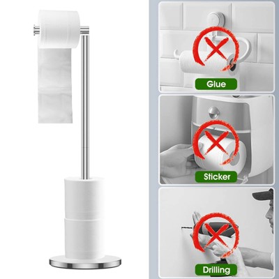 LunaLulinlk Toilet Paper Holder Freestanding Stainless Steel Foldable,Dispenser for Store Spare Toilet Paper for Bathroom, Washroom,Silver