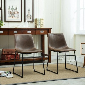 NicBex Set of 2 Dining Chairs with Faux Leather Seat and Metal Frame,Armless Chairs for Kitchen,Living Room - 1 of 4