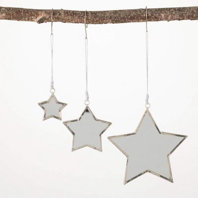 2"H  3"H and 4.75"H Sullivans Mirrored Star Ornament - Set of 3  Clear Christmas Ornaments