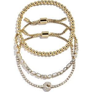 3-Piece Gold Plated Initial Bead Bracelet Set, Personalized Trendy Jewelry Gift for Women - 1 of 4