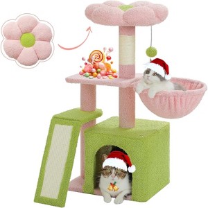 Cactus Cat Tree for Indoor Cats, with Sisal Scratching Ramp, Cozy Hammock and Removable Top Bed Perch - 1 of 4