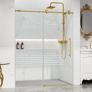COZONY Frameless Shower Sliding Door, Clear Tempered Glass Waterproof Seal Strip Stainless Steel Hardware - 1 of 4
