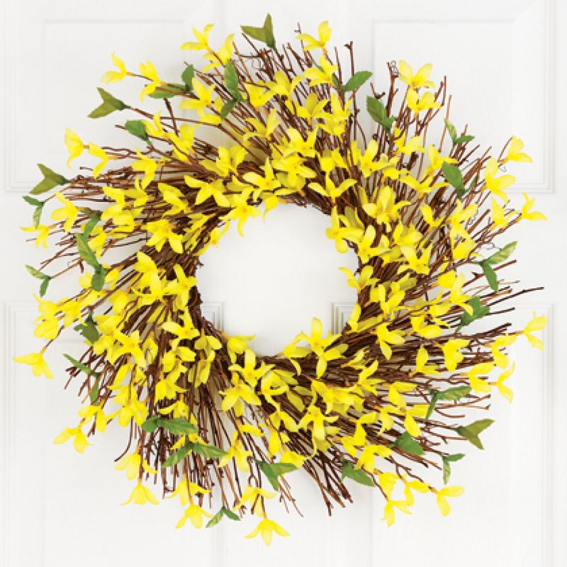 Collections Etc Spring Floral Forsythia Twig Wreath, 2 of 4