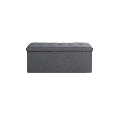 FURNIinspire Ottomans And Benches Folding Storage, End of Bed Bench, Storage Chest, 35 Inches for Living Room, Bedroom, Grey, 35.43"*14.96"*14.96"