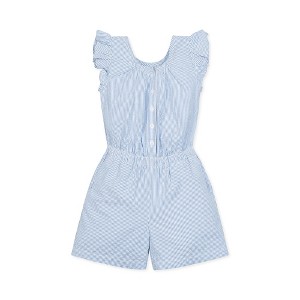 Hope & Henry Girls' Flutter Sleeve Button Front Seersucker Romper, Kids - 1 of 4