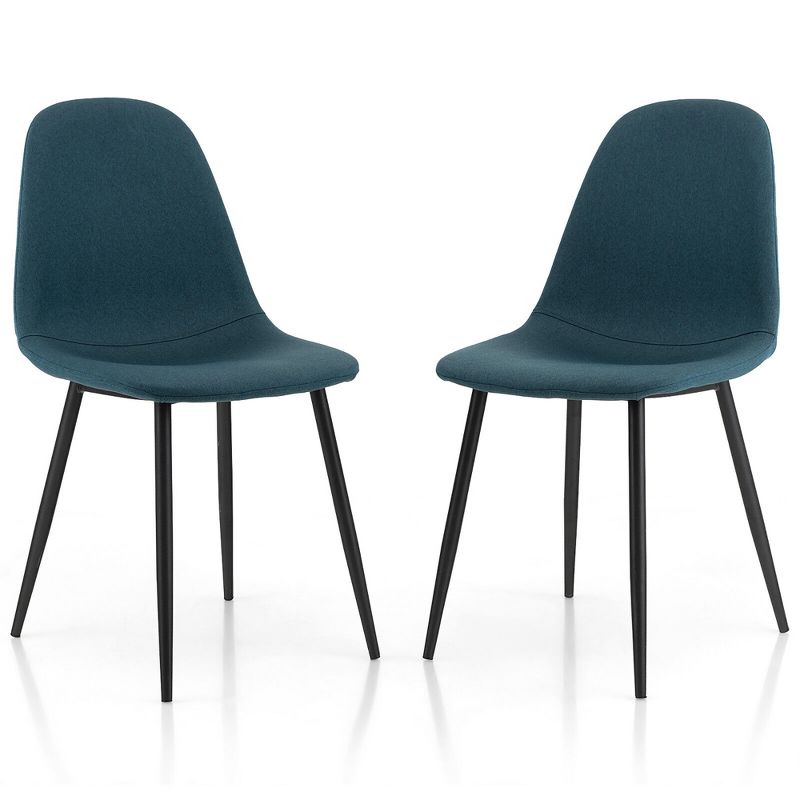 Tangkula Dining Chairs Set of 2 Upholstered Fabric Chairs W/Metal Legs for Living Room, 1 of 10