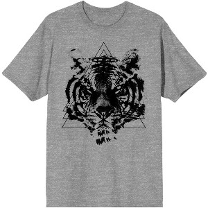 Tiger Face In Triangle Men's Athletic Heather T-shirt - 1 of 1