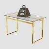 Okak 51Inch Rectangle Dining Table with Tempered Glass Tabletop and Golden Chrome Metal Legs Kitchen Table - 3 of 4