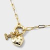 14K Gold Dipped Cubic Zirconia Puffy Heart Charm Initial Necklace - A New Day™ Gold - 4 of 4