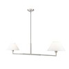 Leila 2-Light Linear Chandelier - Modern Steel Design with White Linen Shades - 3 of 4