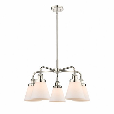 Cone - 5 Light Stem Hung Chandelier In Art Deco Style-14.75 Inches Tall and 24.25 Inches Wide