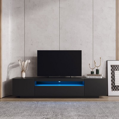 GDFStudio Elias Modern 78.74'' TV Stand with LED Lights, 2 Doors and 1 Drawer