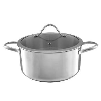 Hastings Home 6-Quart Stainless Steel Large Stock Pot with Tempered Glass Lid and Vent Hole