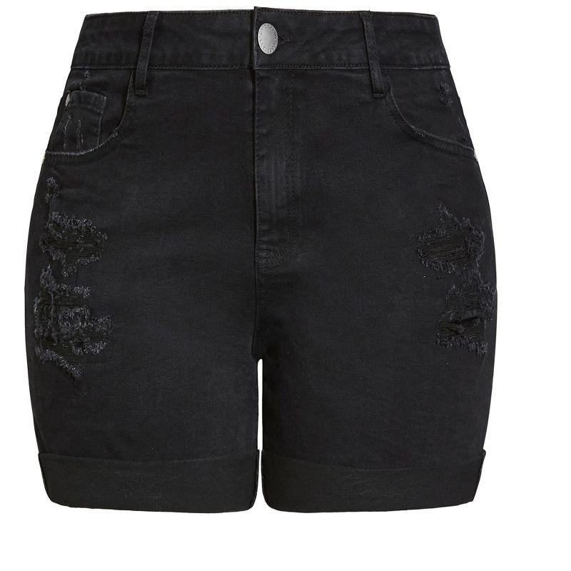 Women's Plus Size Ripped Love Short - black wash | CITY CHIC, 3 of 4