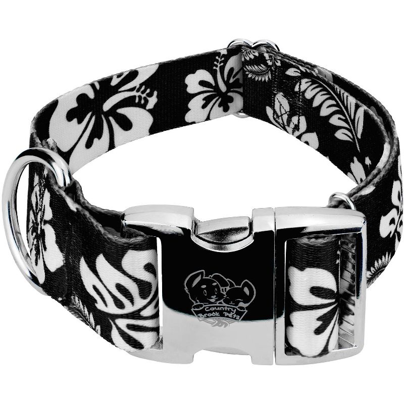 Country Brook Petz 1 1/2 Inch Premium Black Hawaiian Dog Collar, 1 of 6