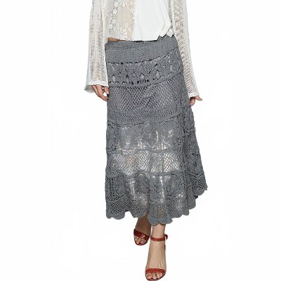 Women's Stitch Pattern Crochet Skirt - POL