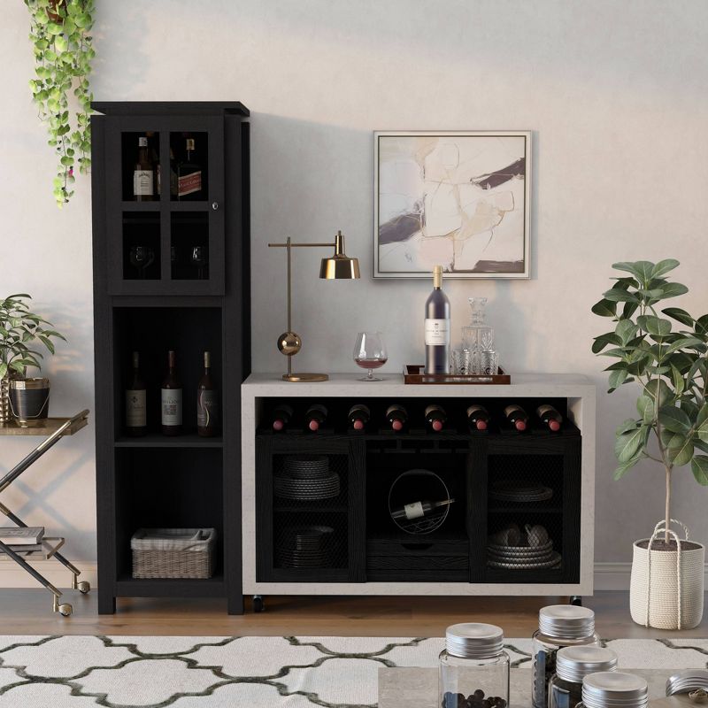 2pc Torrey Multi Storage Buffet and Bar Tower Set Black/Cement - HOMES: Inside + Out, 3 of 7