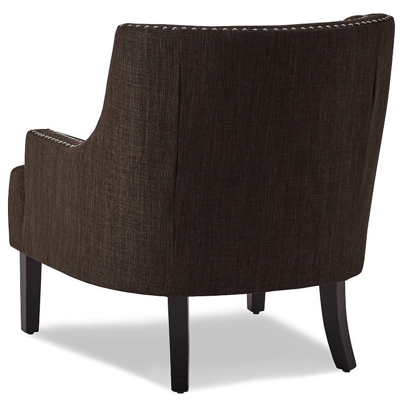Homelegance Upholstered Diamond Tufted Accent Chair with Sloped Arms and Nailhead Trim, Seat Height 18 Inches, Chocolate, 4 of 7