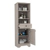 Okak 56 Inch Tall Bathroom Storage Cabinet, Slim Storage Cabinet with 2 Open Shelves and 1 Drawer - 4 of 4