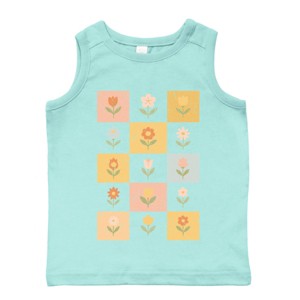 The Juniper Shop Checkered Floral Chart Toddler Tank - 4T - Seafoam - 1 of 4