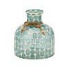 Decorative Vase Glass Mosaic Design with Rustic Twine Accent Coastal Style for Home Office Living Room Decor - 6" Blue - 2 of 4