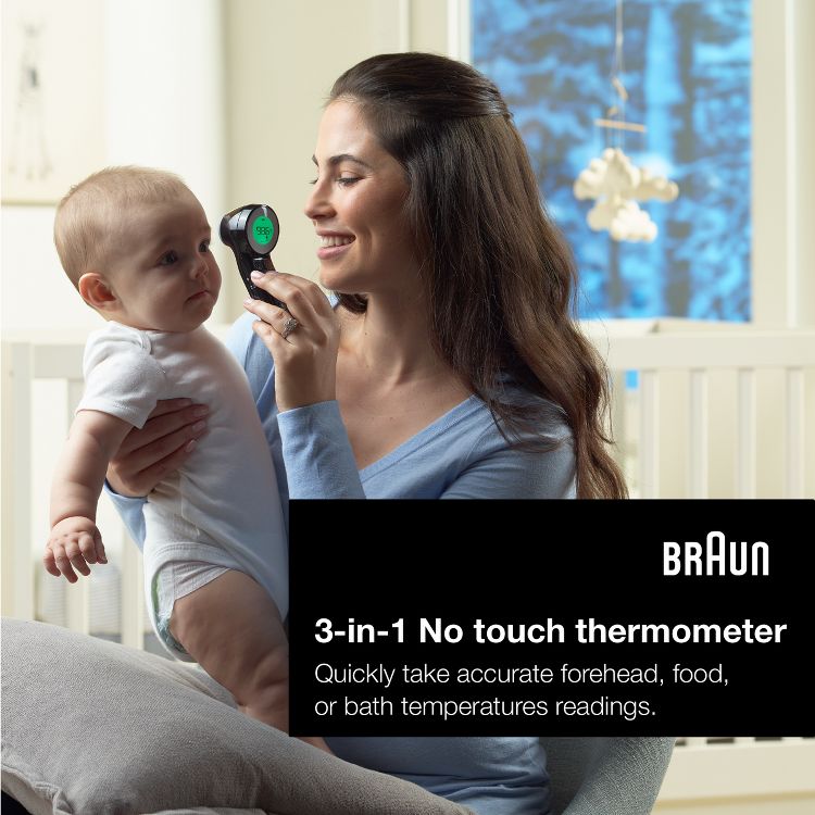 Braun No Touch Battery-Powered Thermometer: Forehead, Noncontact, Multi-Use, Plastic, 3 of 9