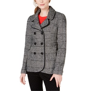 maison Jules Womens Plaid Pea Coat - 1 of 1
