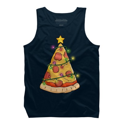 Men's Design By Humans Pizza Christmas Tree By leroystubbles Tank Top