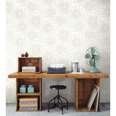 Beige Floral Self-Adhesive Vinyl Peel & Stick Wallpaper Roll