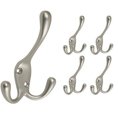 Franklin Brass 5pk Light Duty Tri-Decorative Hooks Nickel