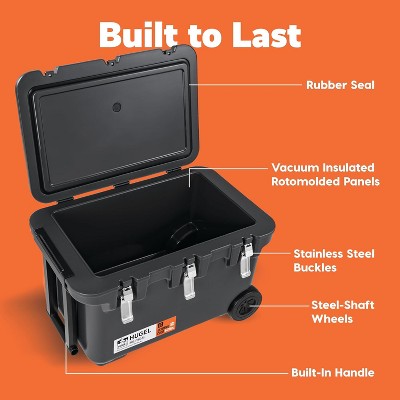 Black Metal 64 QT Insulated Cooler with Wheels