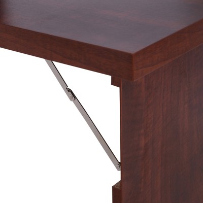 Compact Mahogany Wall-Mounted Convertible Desk with Storage