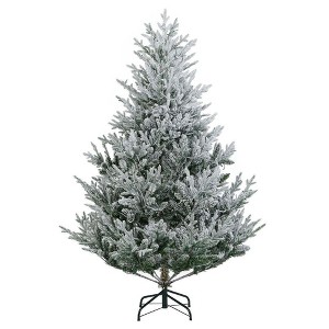 Resenkos 6-Ft Pre-Lit Snow Flocked Hinged Artificial Christmas Tree - - 1 of 2