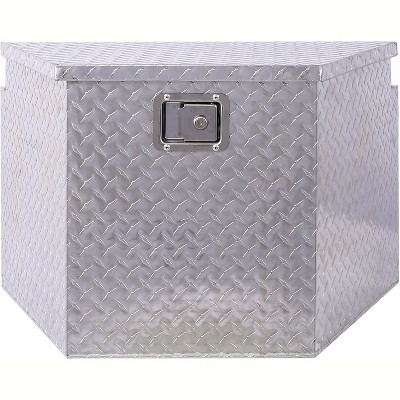 29 Inch Aluminum Trailer Tongue Tool Box Diamond Tread Heavy Duty Utility Tool Storage Box For Trailer Tongue With Lock And 2 Keys, For Truck silver
